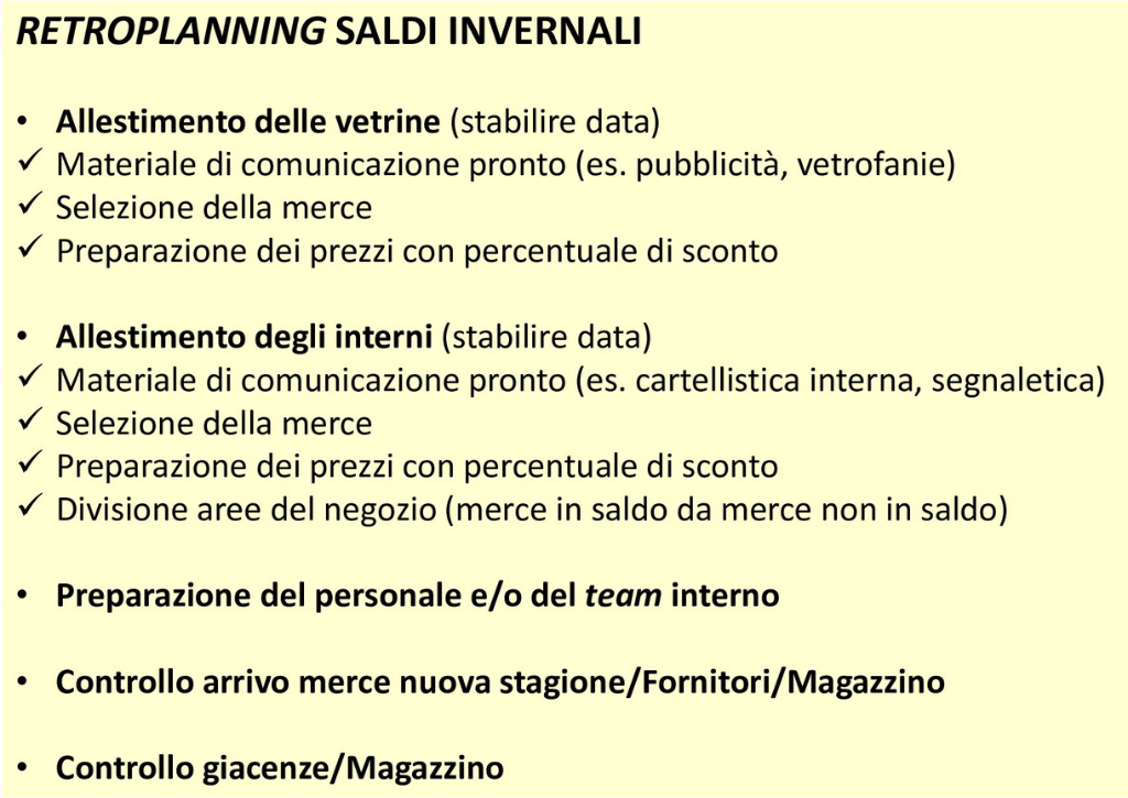 Illustrazione punti chiavi retroplannig