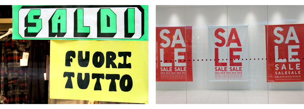 Foto vetrine con cartelloni Saldi