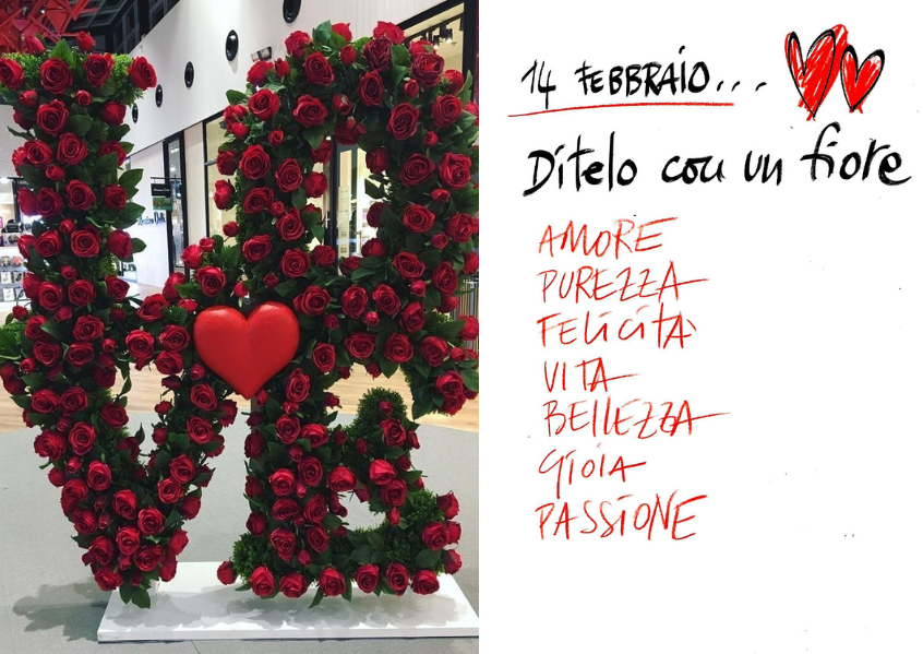 Foto mazzo di fiori San Valentino con lista frasi d'amore