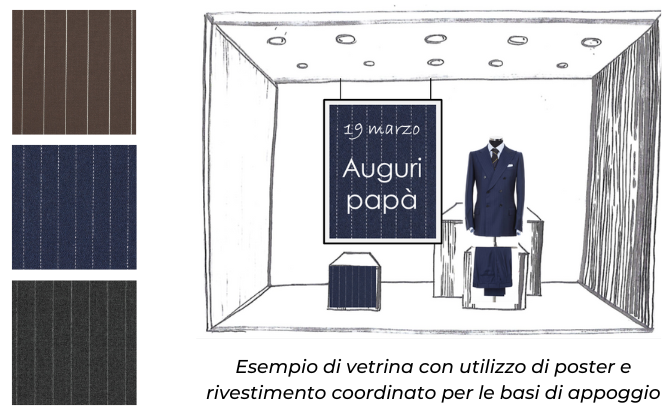 Illustrazione vetrina di un negozio con abito elegante esposto