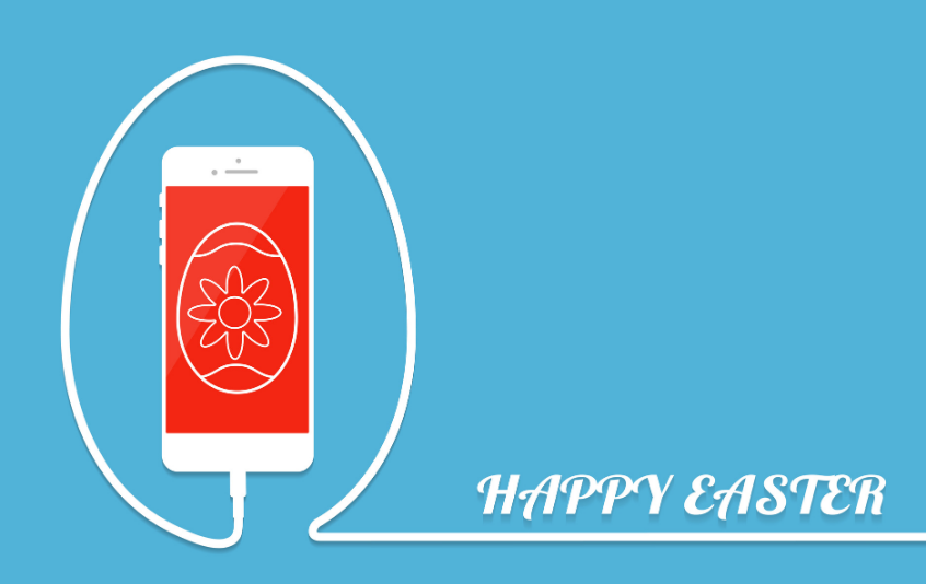 Illustrazione di un cellulare dentro a un uovo di Pasqua