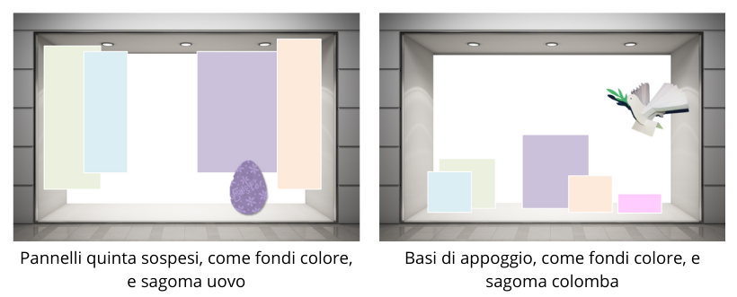 Illustrazione di vetrina allestita per Pasqua
