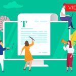 Illustrazione con pergamena e persone che scrivono