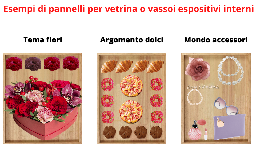 Illustrazione pannelli per vetrina Festa della Mamma