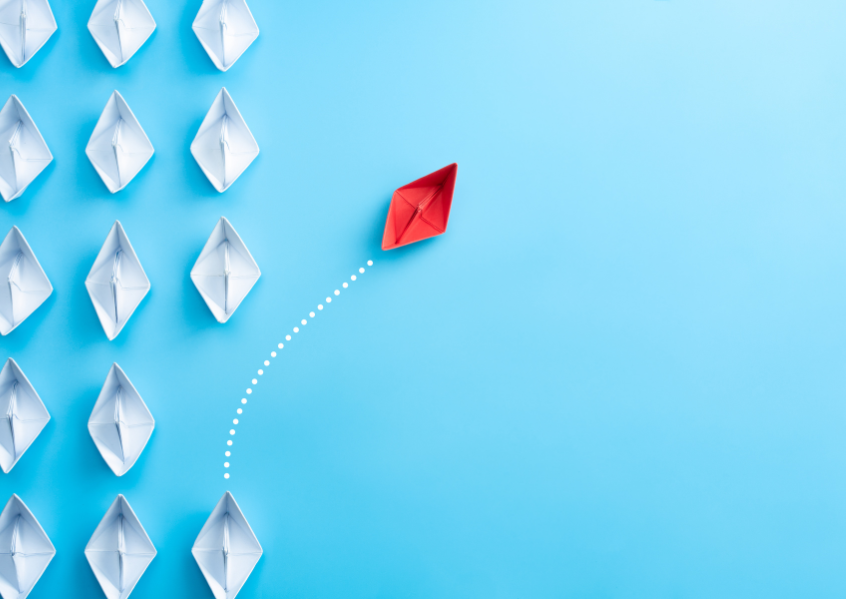 Illustrazione con barchette di carta