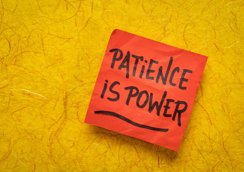 Illustrazione post-it Patience is Power