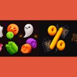 Illustrazione zucche halloween e sconti black friday