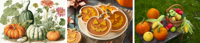 Illustrazione tipologia di vetrine con zucche halloween