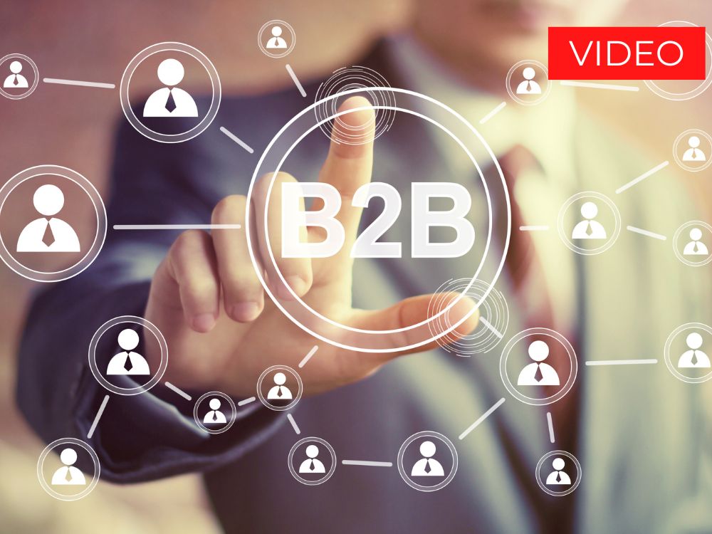 Illustrazione dito che indica scritta B2B