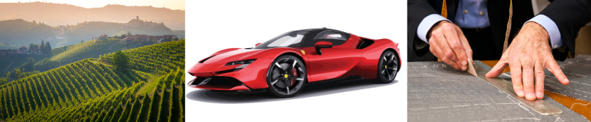 Foto di paesaggio, Ferrari e mani