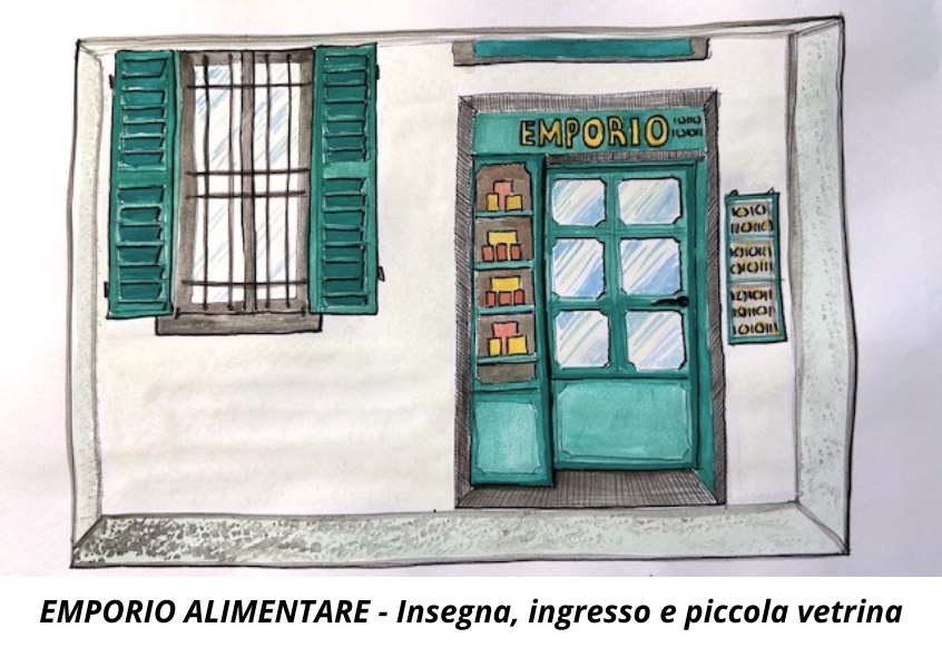 Illustrazione vetrina emporio