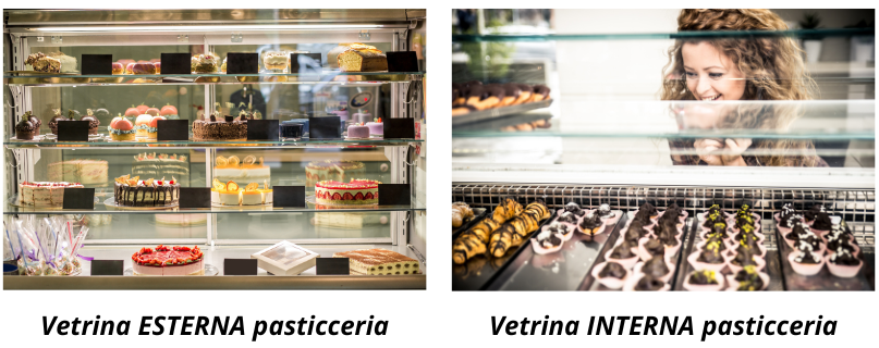 Foto vetrine pasticceria interna e esterna