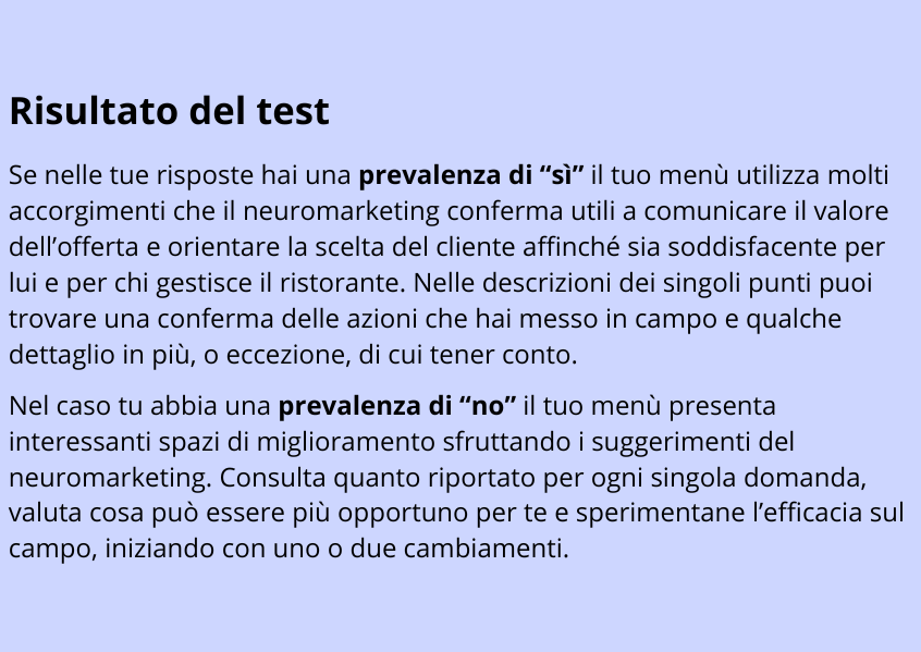 Illustrazione risultato del test