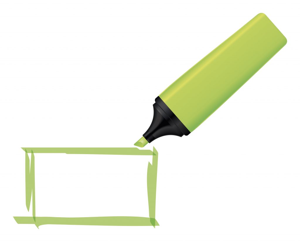 Illustrazione con evidenziatore verde