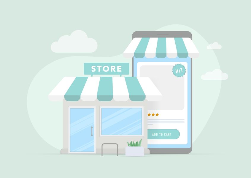 Illustrazione shop online