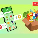 Illustrazione smartphone con app e box alimentare