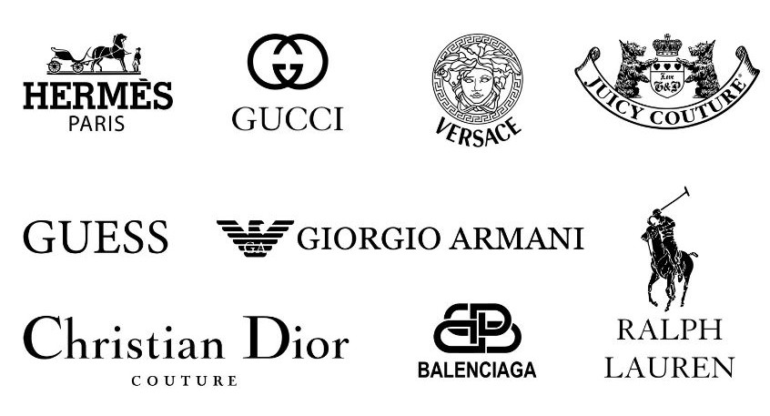 Illustrazione con loghi di marca luxury