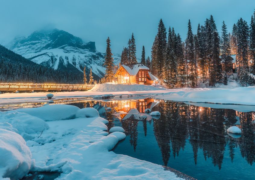Foto con paesaggio innevato