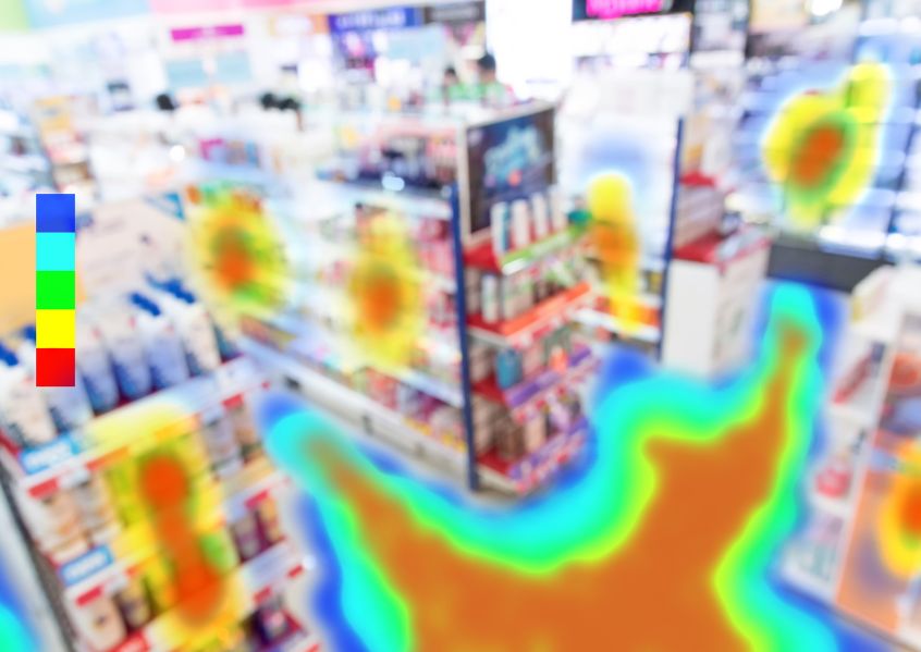 Foto con heatmap all'interno di un negozio