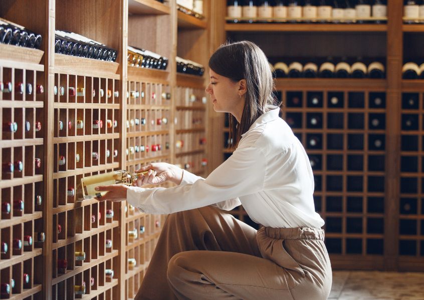 Foto di ragazza che sceglie il vino