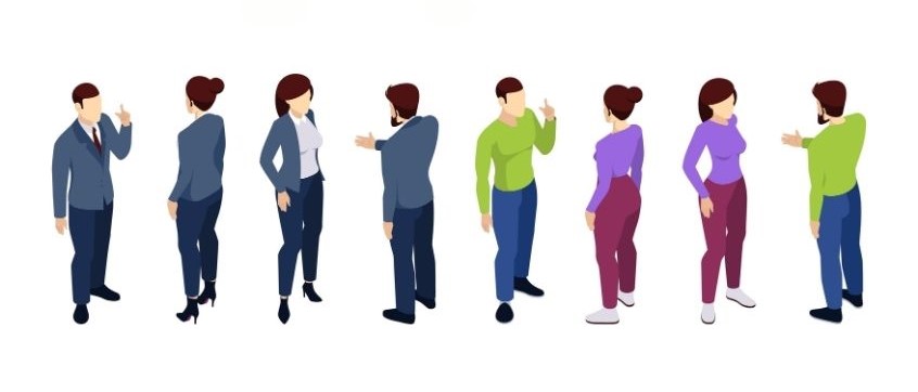 Illustrazione con gruppo di persone che partecipano a un roleplay