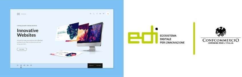 Foto doppia con schermata di sito internet e logo EDI Confcommercio