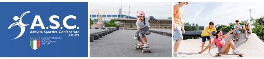 Logo ASC e foto di ragazzi in skateboard