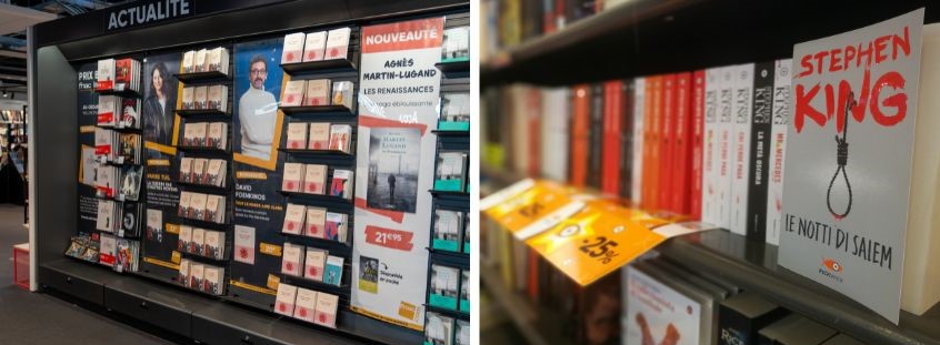 Foto di bacheche in librerie con nuove uscite