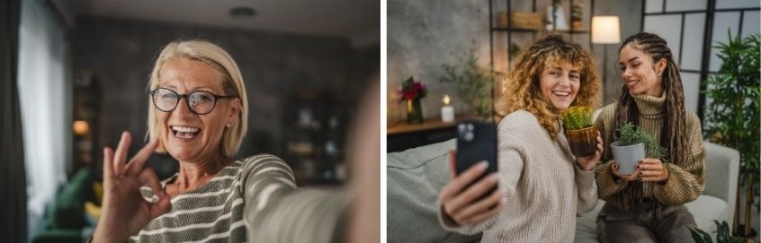 Foto di donne che si fanno un selfie