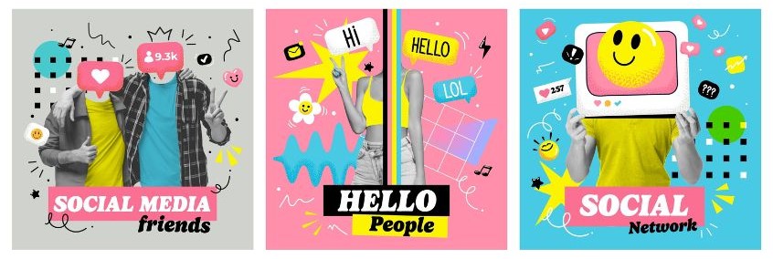 Illustrazione con banner per social