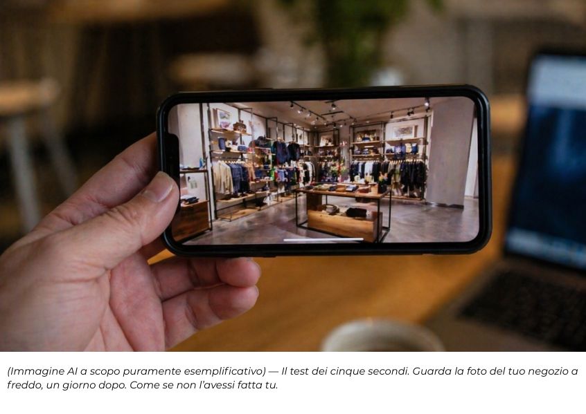 Foto con persona che tiene in mano uno smartphone e mostra una foto