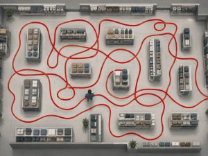 Illustrazione con percorso di un cliente in negozio